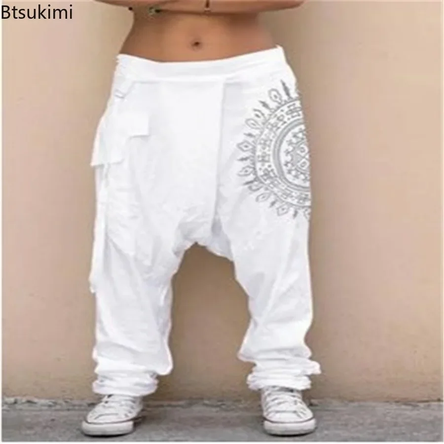 Damskie spodnie haremki z niskim stanem i obniżonym krokiem, vintage nadruk, luźne, szerokie nogawki, styl hip-hop, casualowe, spodnie z krzyżowym krojem, 2026 — zdjęcie 6