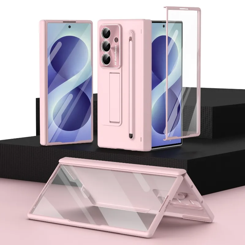 For Samsung Z Fold 8 Ultra Tempered Glass Screen Protector Built-in Stand Pen Slot with Stylus Anti-Fall Anti-Fingerprint Cover