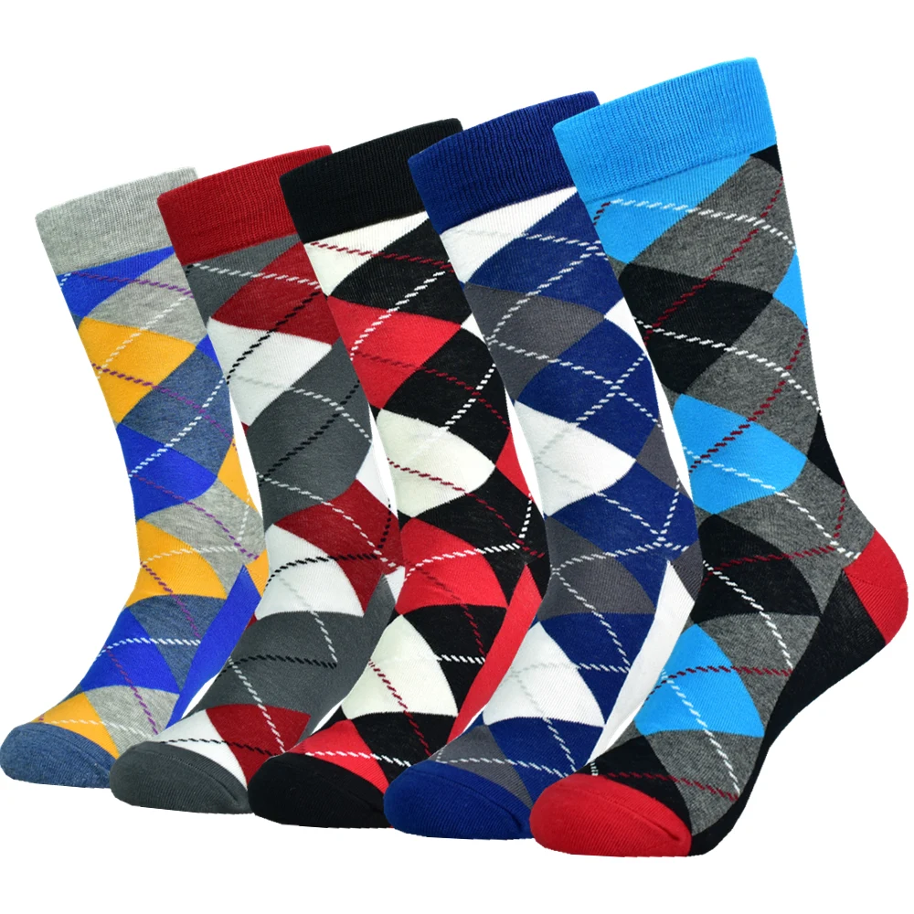 5Pack Heren Kleur Jurk Casual Mode Happy Socks Gekamd Katoenen Sokken Mannen Geschenken