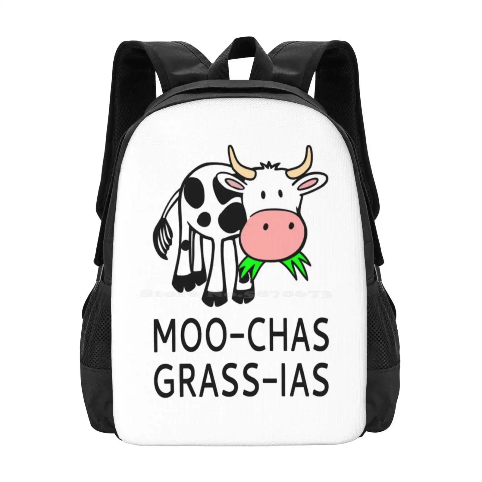 Moo - Chas Grass - Ias ( Muchas Gracias ) Backpacks For School Teenagers Girls Travel Bags Muchas Gracias Cow Animal Thanks Than