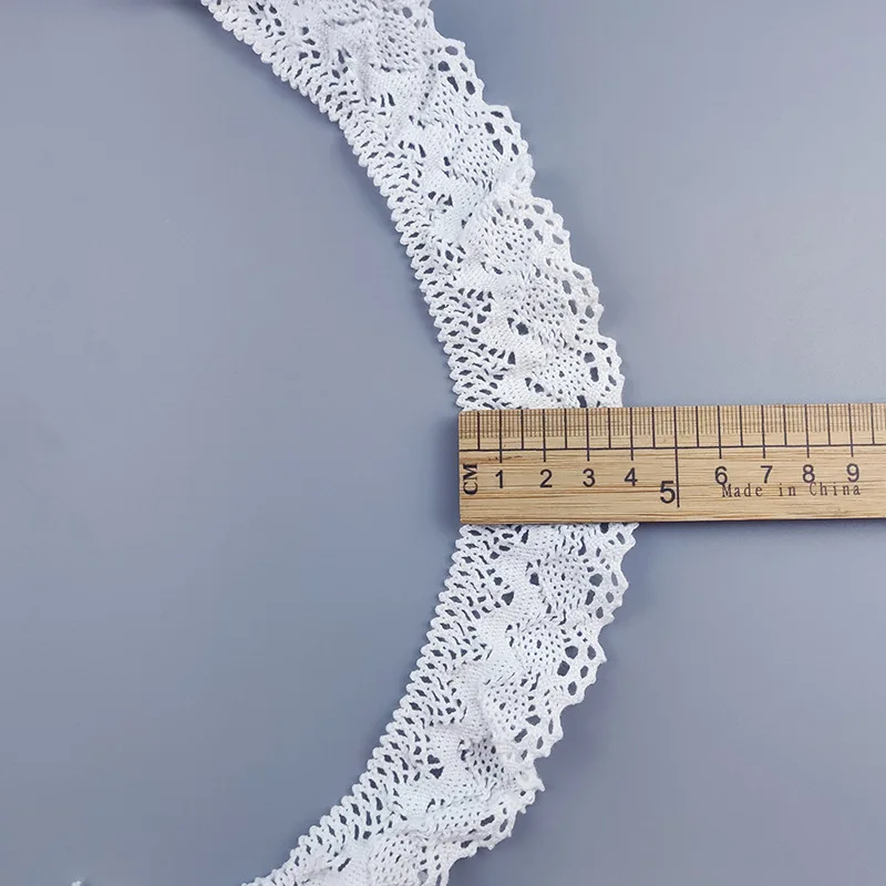 4cm Cotton Lace Accessories Embroidered Pleated Elastic Lace Ribbon Fabric White Sewing Trim Diy Eyelet Lace To Decorate Clothes