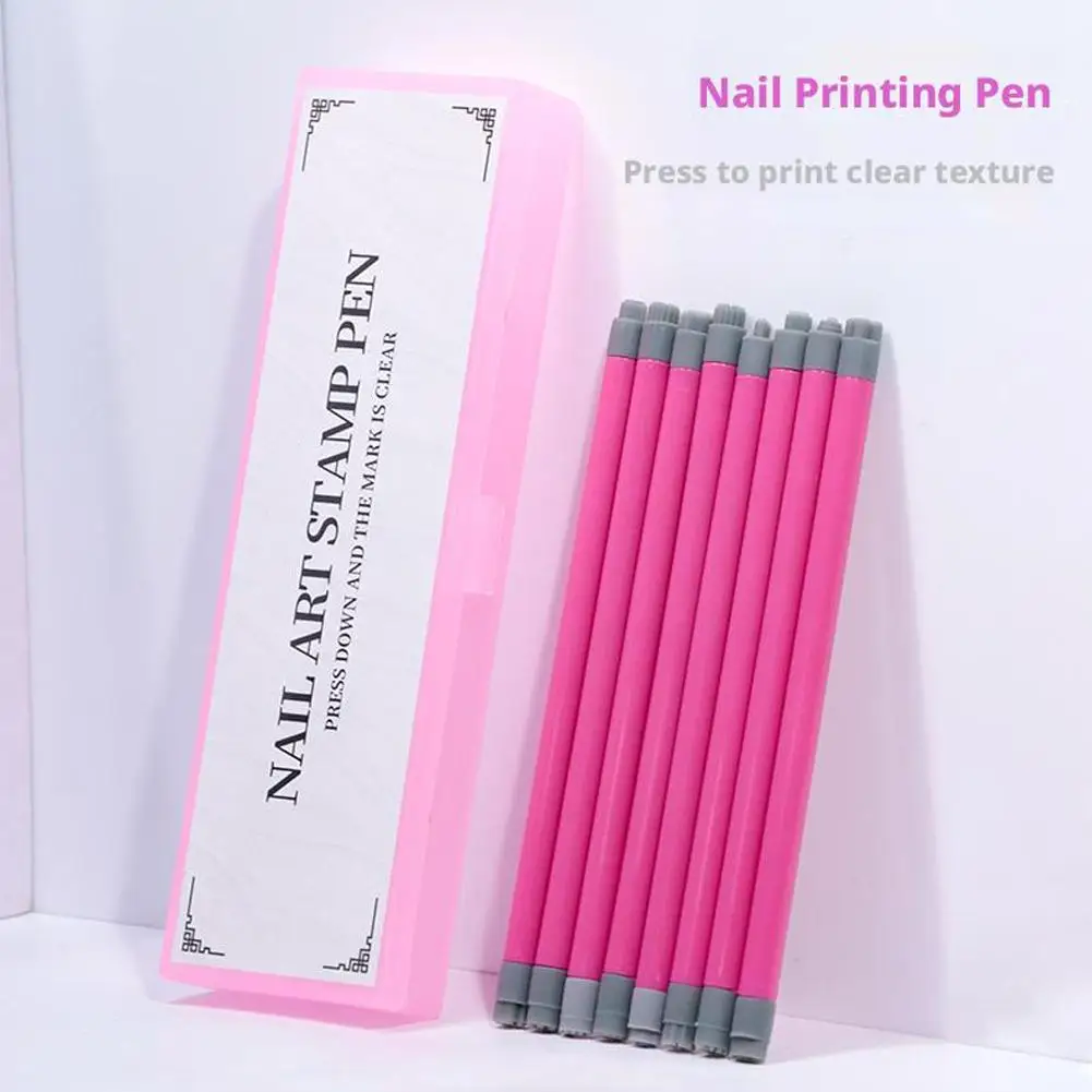 Double Head Pink Nail Art Stamp Pen Nail Art Stamp Art Dotting Stamp Handicraft Pen Flower Stamp Pen Nail Diy Graffiti Nail G8G7