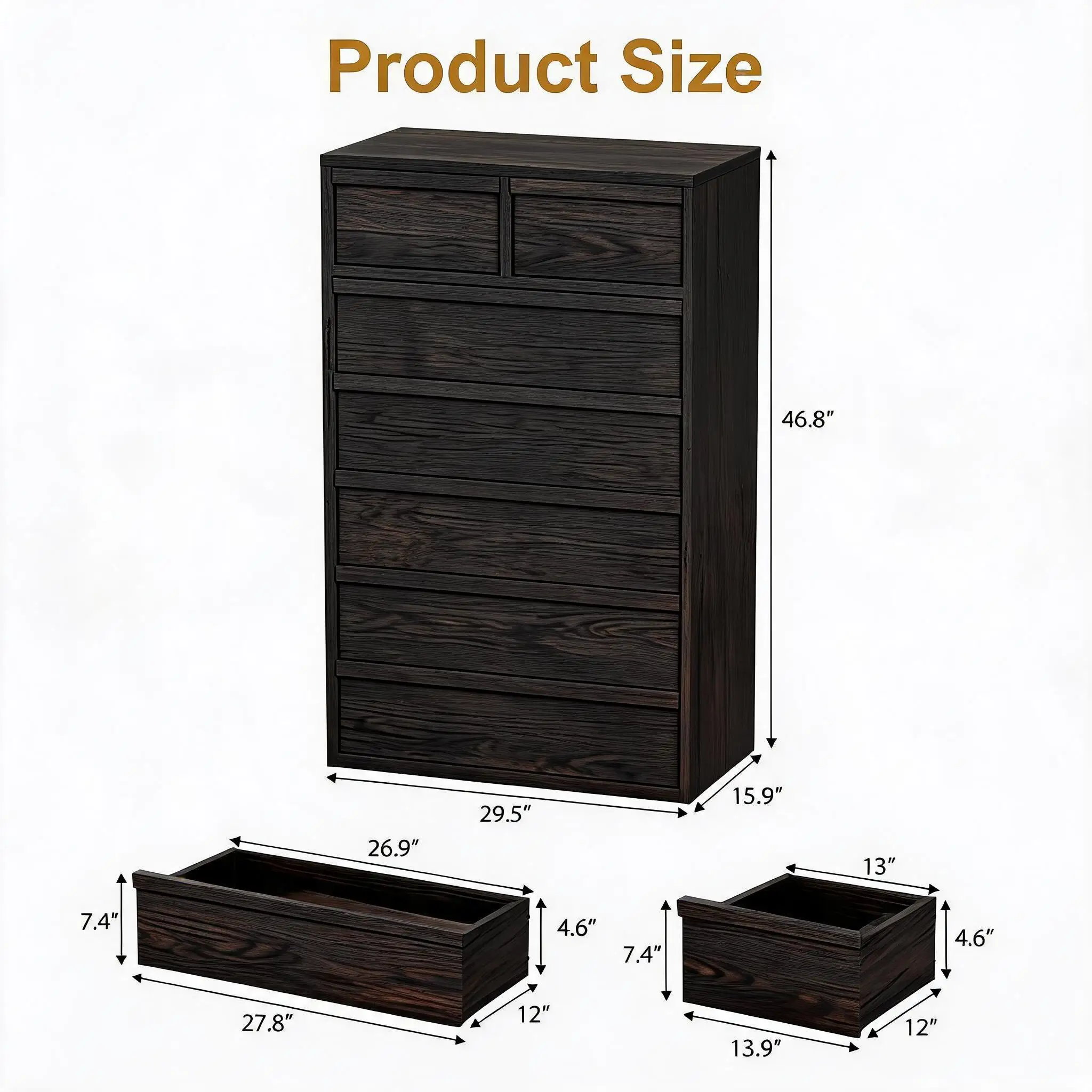 Garveelife Modern Wood-Look Drawer Chest - Plenty of Storage - for Bedroom, Living Room, Nursery & Hallway - Height 99/119 cm - Oak Natural or White Garveelife