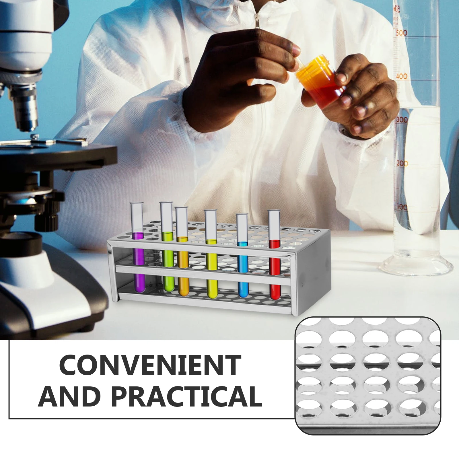 

Metal Test Tube Rack Stainless Steel Laboratory Holder Tubes Storage Silver Reusable Practical Long Serving Lab Equipment