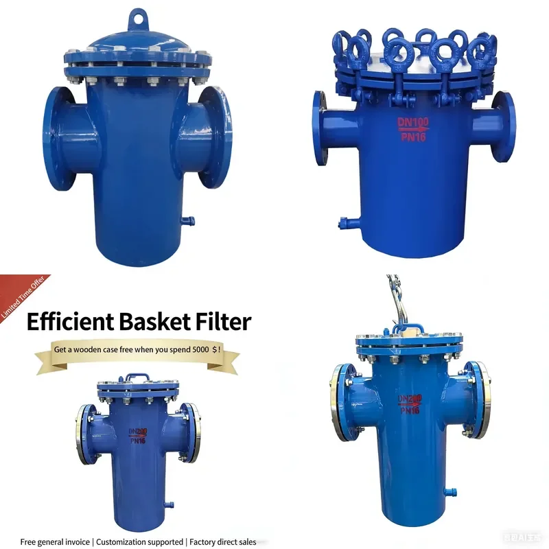 for Angular Construction Basket Filter Customizable Size Mesh Flanged Double 3 Inch Port Water Medium