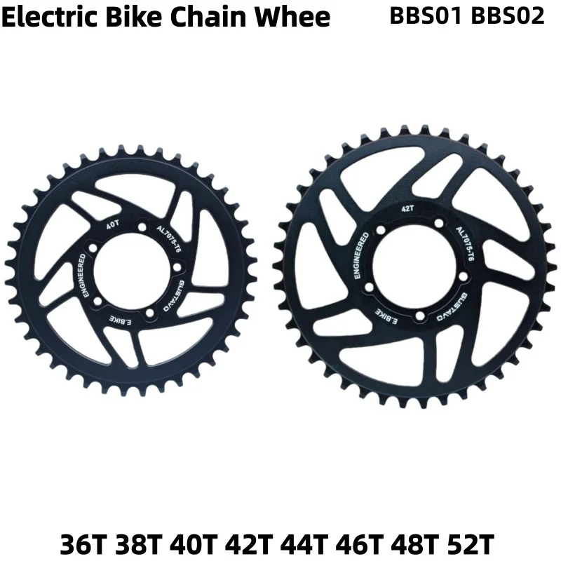 GUSTAVO Electric Bike Chain Wheel Chainring Blade for BAFANG BBS01 BBS02 Mid Drive Motor Sprocket 36/38/40/42/44/46/48/52T
