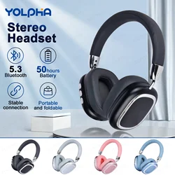 Headphones Wireless Bluetooth Over-Ear Foldable Wired Stereo Headset with Mic Phone PC Soft Earmuffs Light Weight Long Wearing