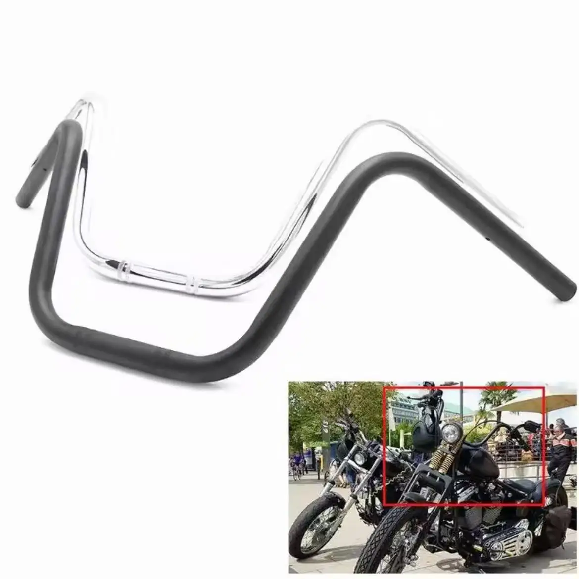 

22MM 7/8" Motorcycle High Rider Steel Handlebars Bars Chrome Black For Harley Honda Kawasaki Suzuki Chopper Bobber Cafe Racer