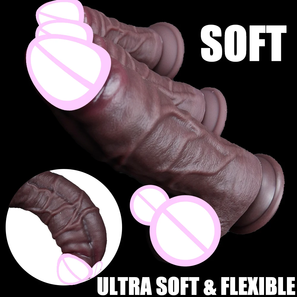 9 Inch Realistic Dildo for Women Soft Silicone Lifelike Adult Sex Toy with Suction Cup Flexible Body Massager for Couples - view 4