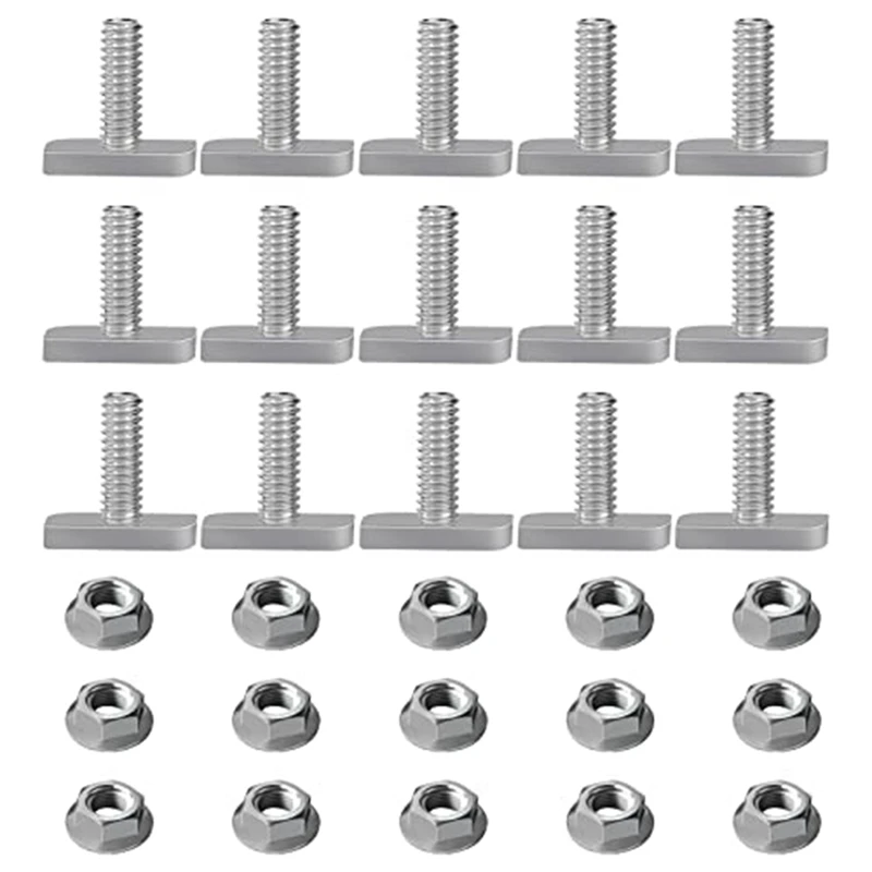 15Pcs T Slot Bolt Parts Accessories M8 X 20 Screws, A2-70 Rail Track Screws Track Nuts With 15 Flange Nut