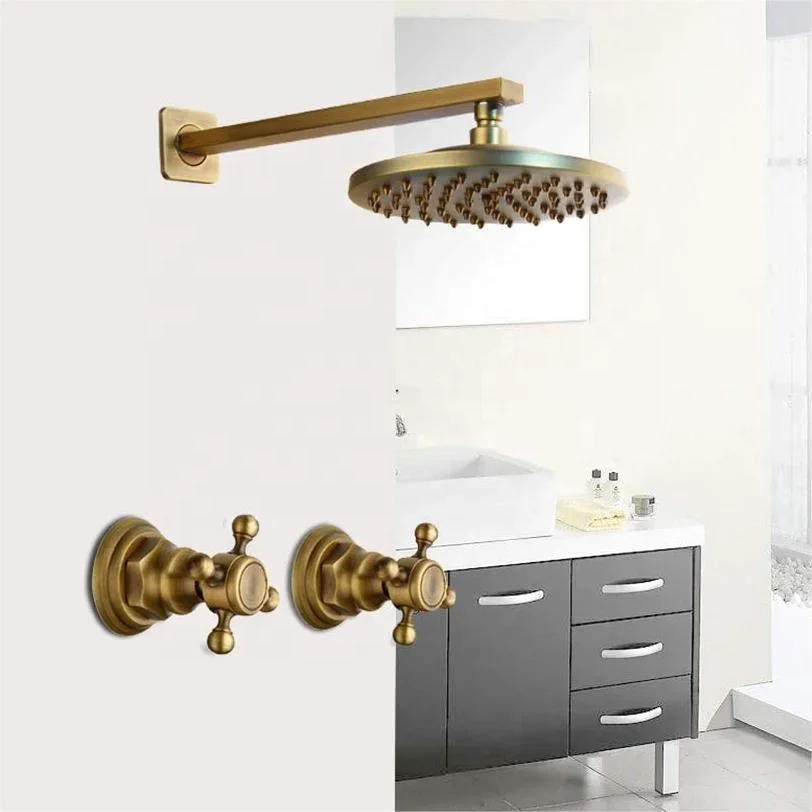 Luxury Solid Brass Wall Mounted Antique Bronze Bathroom Shower System Brass Rainfall Shower Head Set