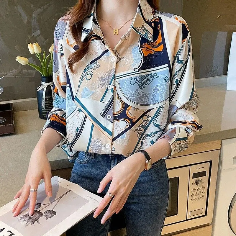Camicia elegante a maniche lunghe autunnale Top dal design alla moda da donna
