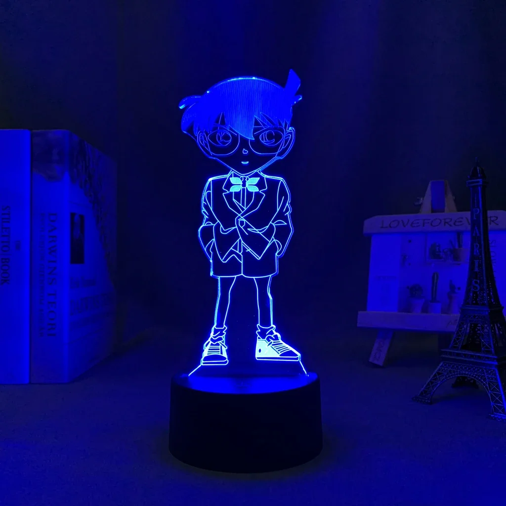 Estuche de luz 3d de Anime cerrado para decoración de dormitorio, luz nocturna, decoración de habitación, regalo de Manga, lámpara de noche Led, Detective Conan