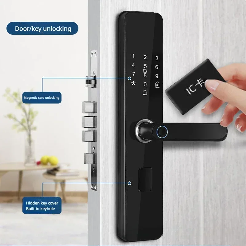 Imagem -03 - Smart Fingerprint Electronic Door Lock Biométrico ic Card Senha Desbloqueio com Chave Usb Emergency Charge