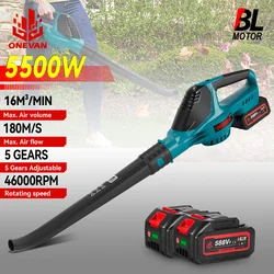 5500W Brushless Electric Air Blower 46000RPM Cordless Efficient Leaf Snow Dust Blowing High Powerful Tool For Makita 18V Battery