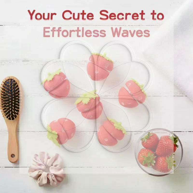 Strawberry Design Sponge Hair Curlers 6/12/18/24Pcs No Heat DIY Hair Styling Tools for Girls Daily Use