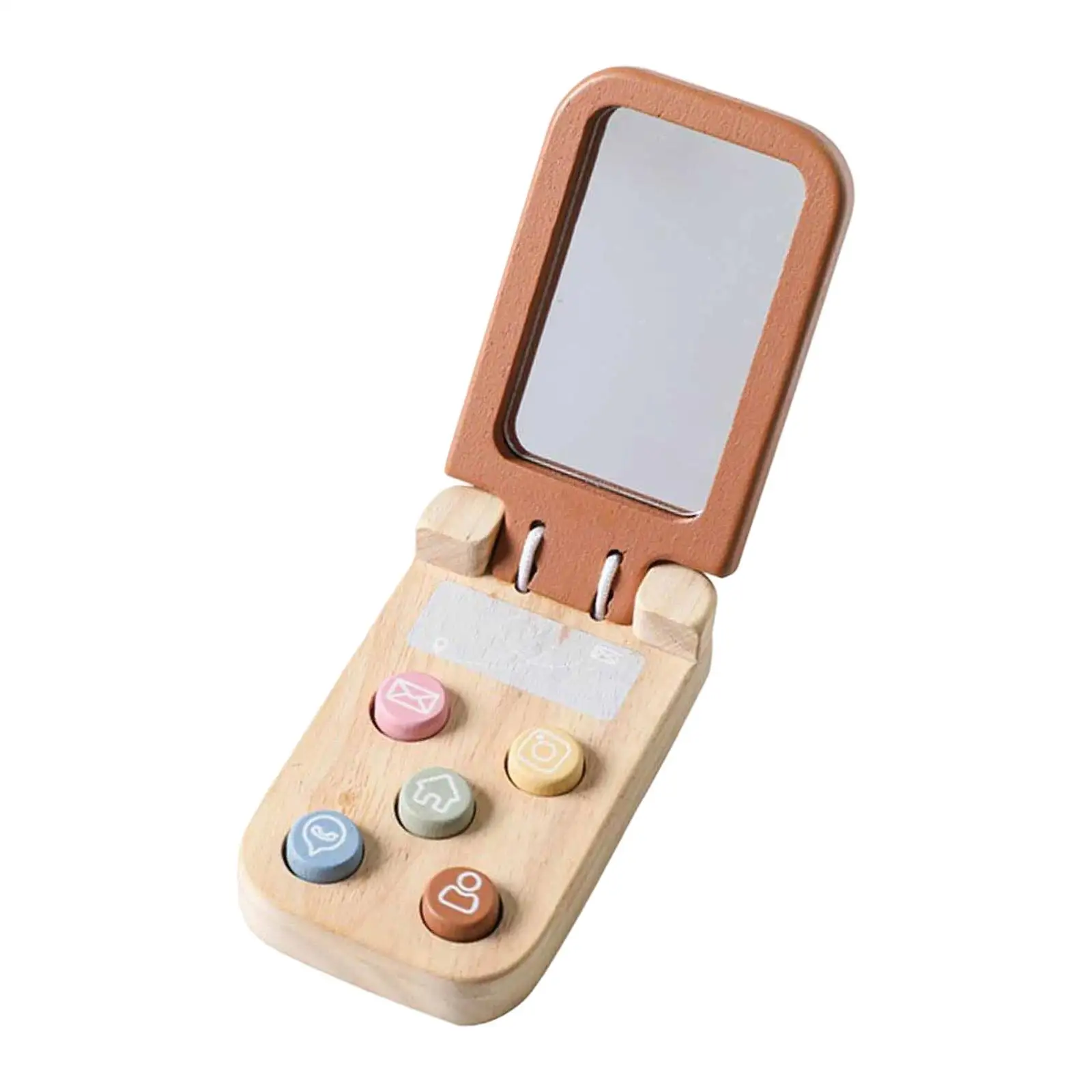 Wooden Baby Cell Phone Toy Sensory Toy Educational Functional Buttons for Children