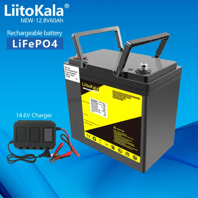LiitoKala 12.8V 60AH LiFePO4แบตเตอรี่ Lithium Power แบตเตอรี่4000รอบ12V เบา Campers Golf Cart Off-แผนที่ Wind Wind Wind