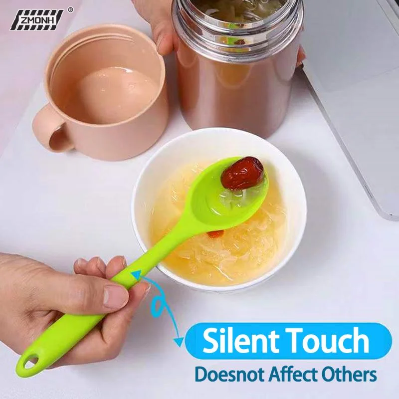 H For Better Life 1PCS Soft Silicone Spoon Stirring Long Handle Tableware Cooking Utensils Ladle Kitchen Accessories