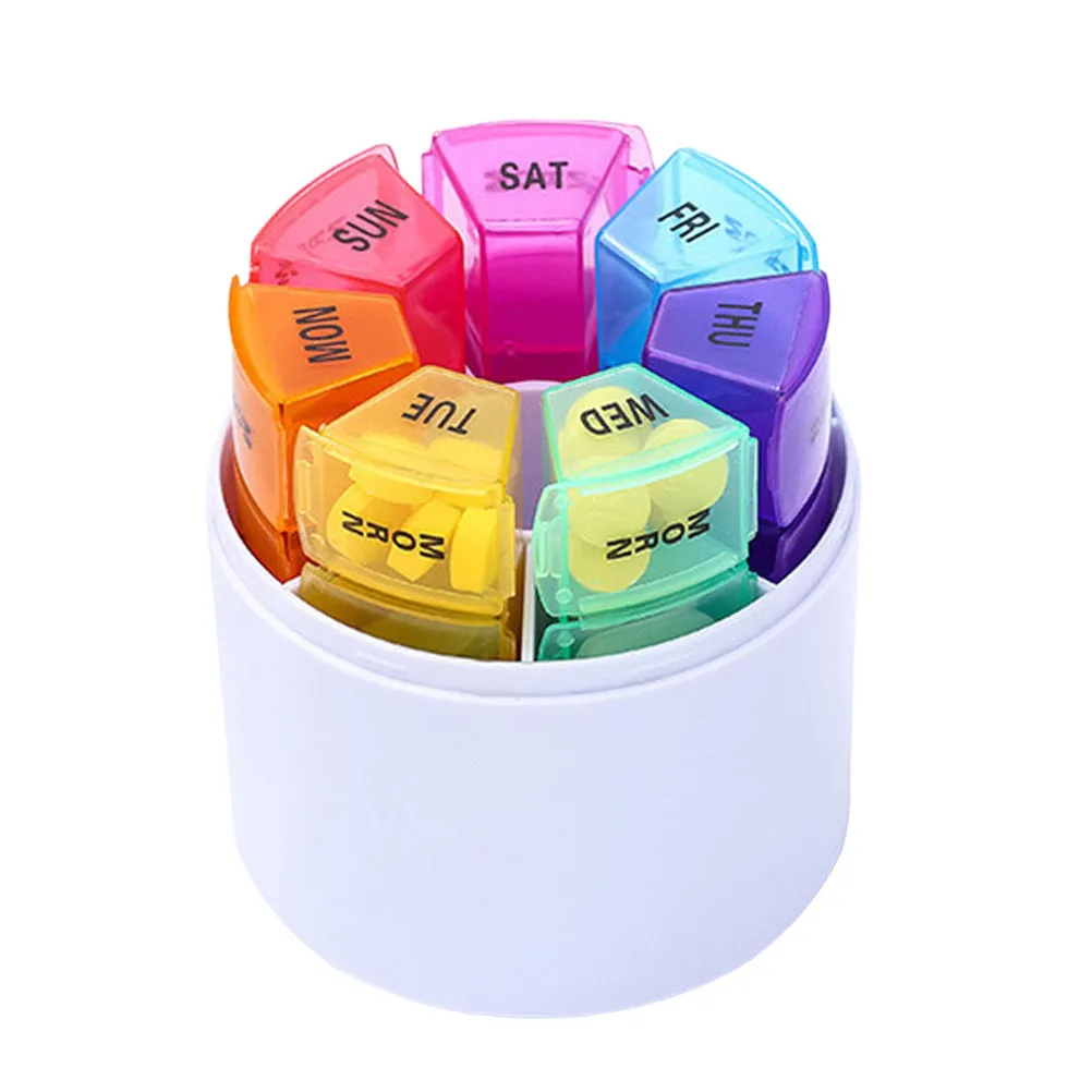

7Pcs 7-Day Organiser Medicine Pill Box Weekly Colorful Removable Portable Tablet Storage Weekly 7-Day Organiser