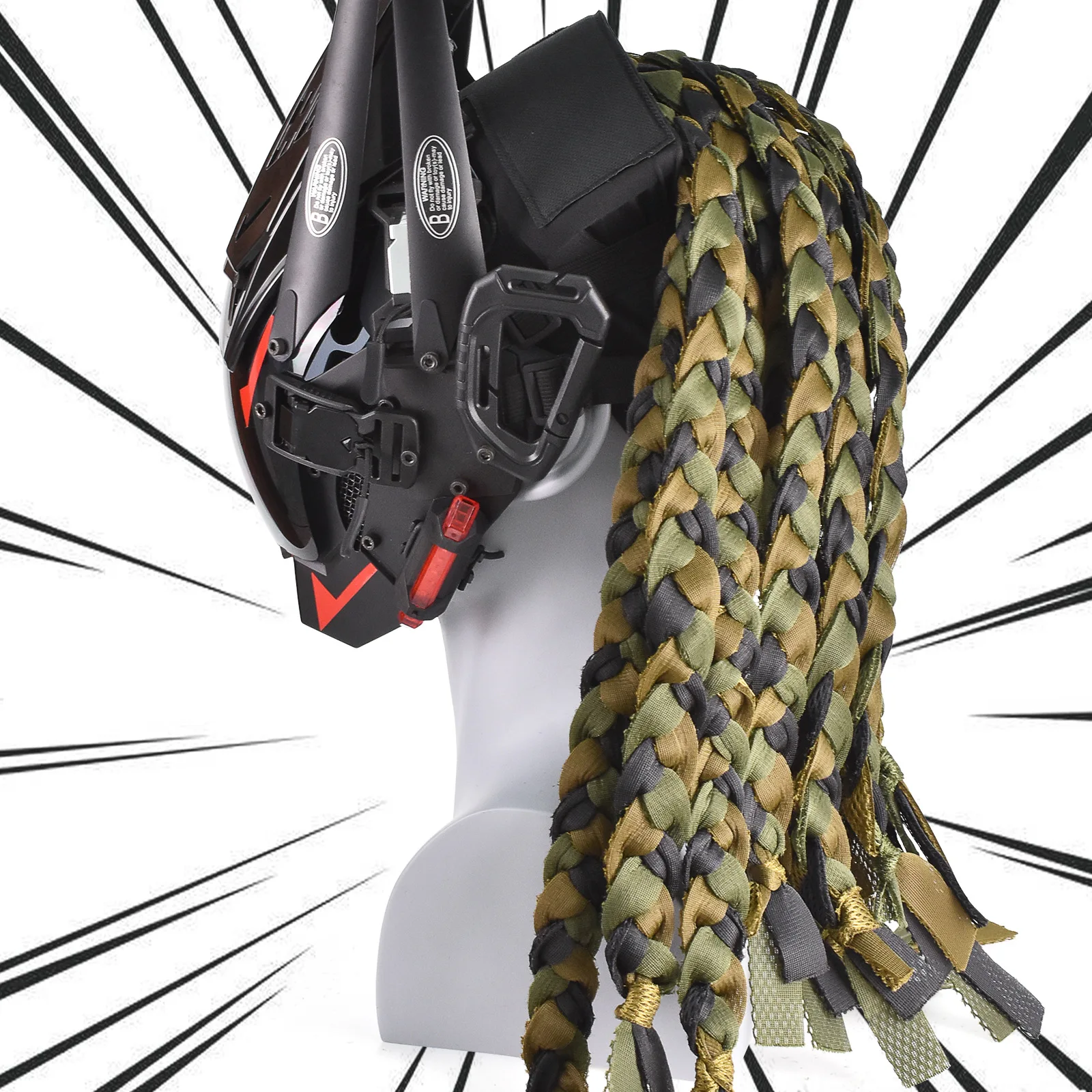 Cyberpunk Dreadlocks Forehead Protector Tactical Headgear Outdoor SQB Gear Wig Cosplay Funny Hat Trendy Headscarf