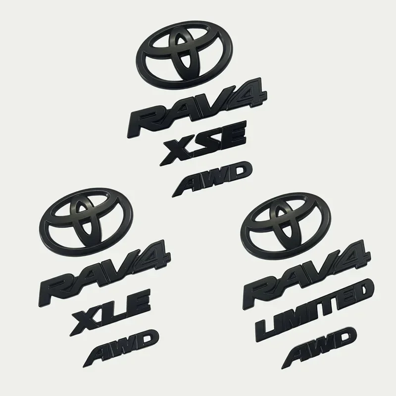 

Комплект из 4 матовых черных эмблем из АБС-пластика с логотипом для Toyota RAV4 XLE XLE LIMITED 2019-2024 годов, наклейка на багажник, автомобильный аксессуар