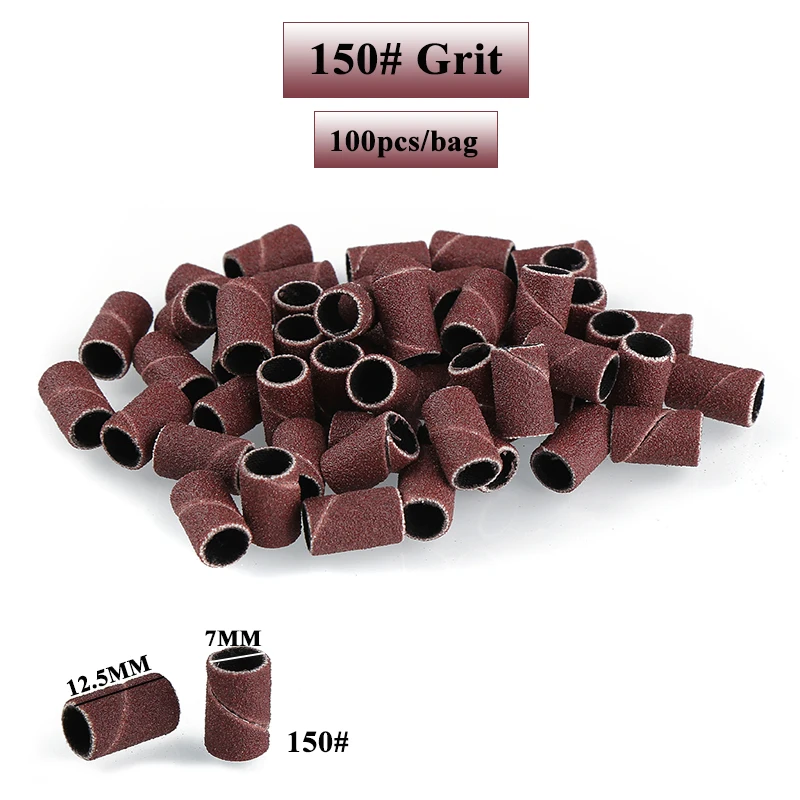 100 개/갑 전기 매니큐어 기계에 대 한 네일 샌딩 밴드 240/180/120/60 그릿 네일 드릴 비트 파일 페디큐어 네일 액세서리