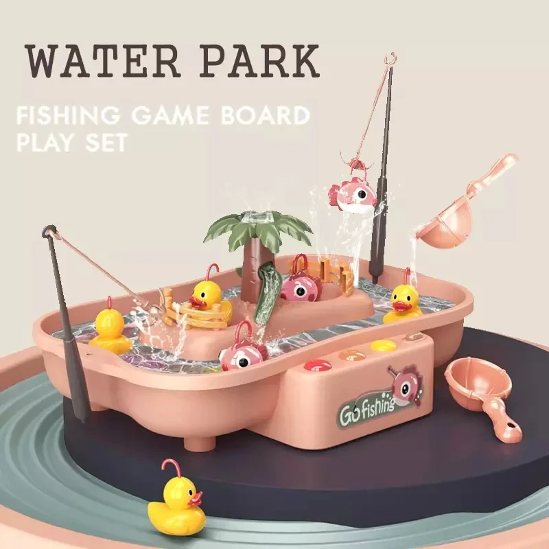 21 pçs crianças pesca e jogo de água elétrica rotativa música e função de iluminação piscina de pesca pai-filho brinquedos interativos
