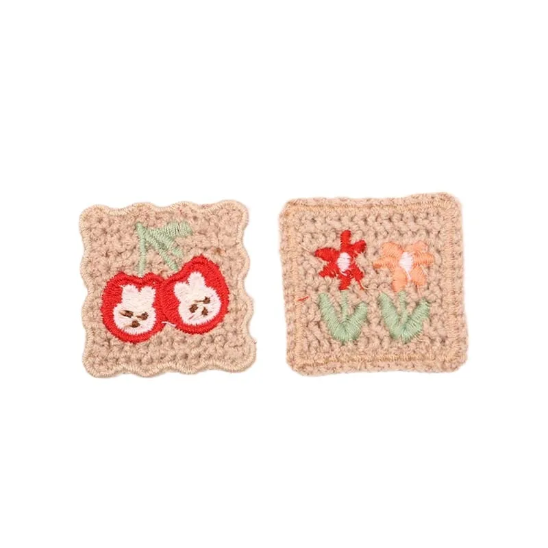 10PCS/Lot Cute Animal Flower Clothing Patch Patterned Patch Hairpin Decoration DIY Square Flower Wave Cartoon Embroidery Sticker