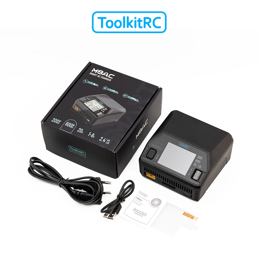 

ToolkitRC M8AC Smart Lipo Battery Charger Discharger AC 200W DC 600W 20A for 1-8S LiHV Lipo Battery PD 65W