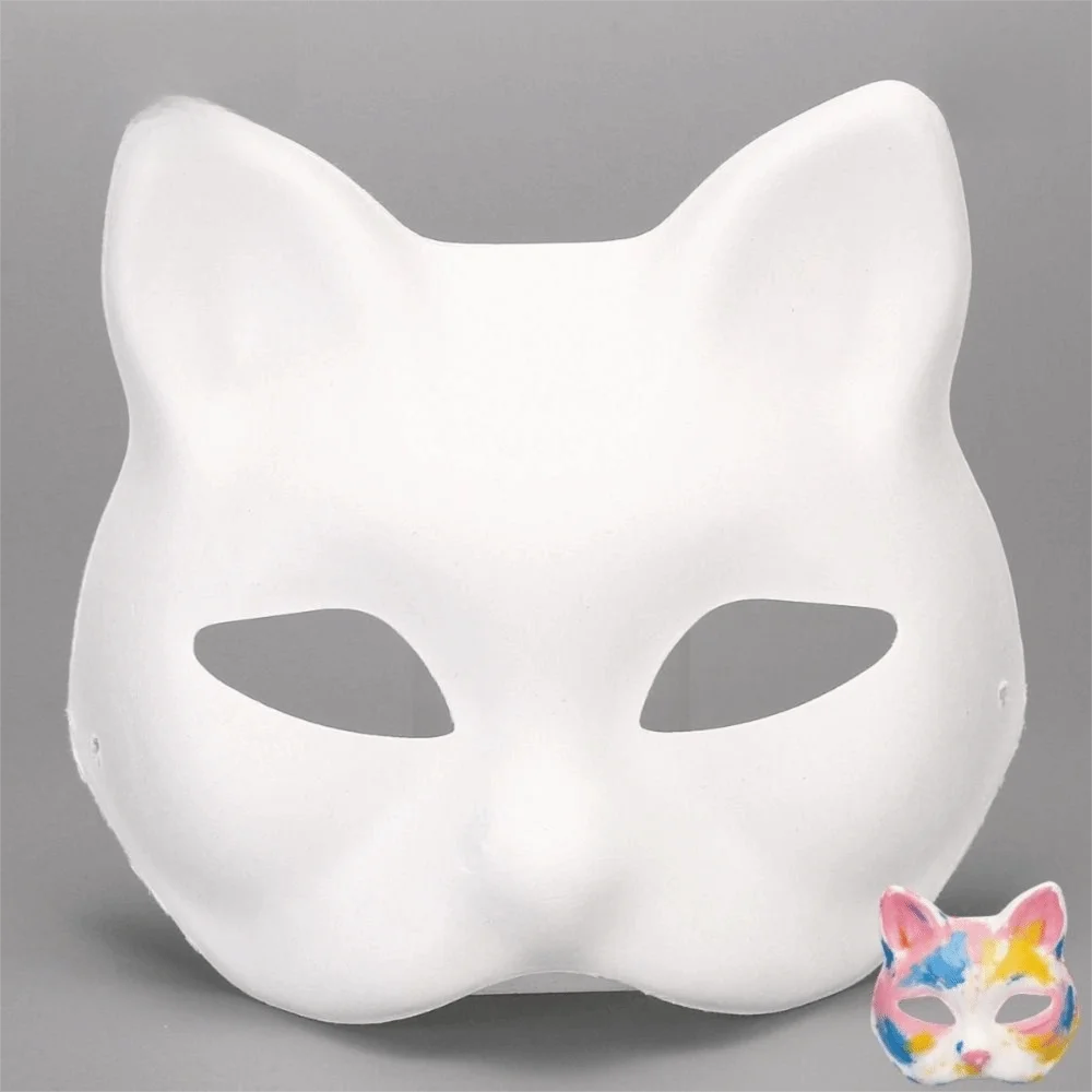 5Pcs New White DIY Full Face Masks Blank Surface Painting Paper Mache Masks Face Cover Paintable Craft Masks Gifts