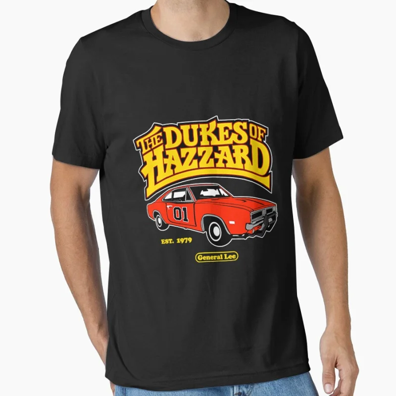 

80s vintage tv show Dukes Of Hazzard General Lee printed t shirt for men large size tops S-6xl
