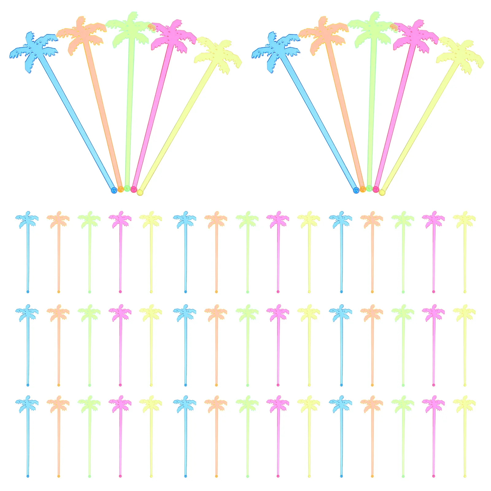 

50Pcs Plastic Coconut Tree Drink Stirring Sticks Swizzle Sticks Cocktail Coffee Bar Party Accessories Stirring Stick