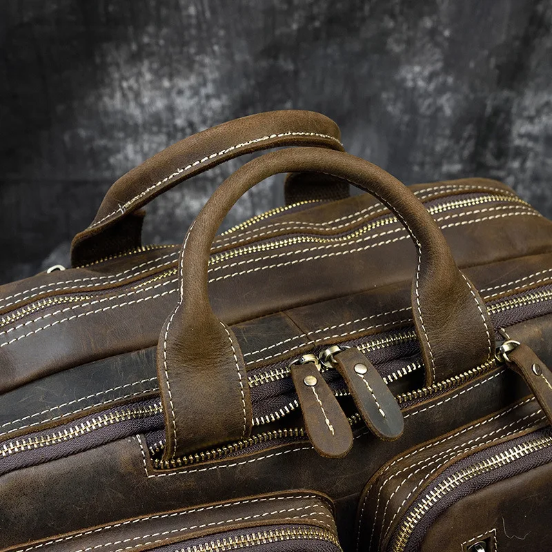 Viagens ao ar livre pastas bolsa de ombro viagem retro pastas simples sacos de couro porte-documentos mhgwb
