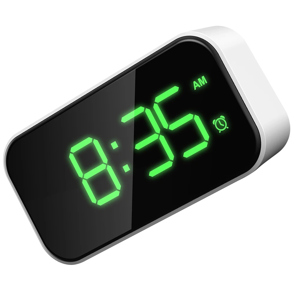 

White Alarm Digital LED Bedroom Large Screen Brightness Adjustable Compact Use Alarm Clock Clock