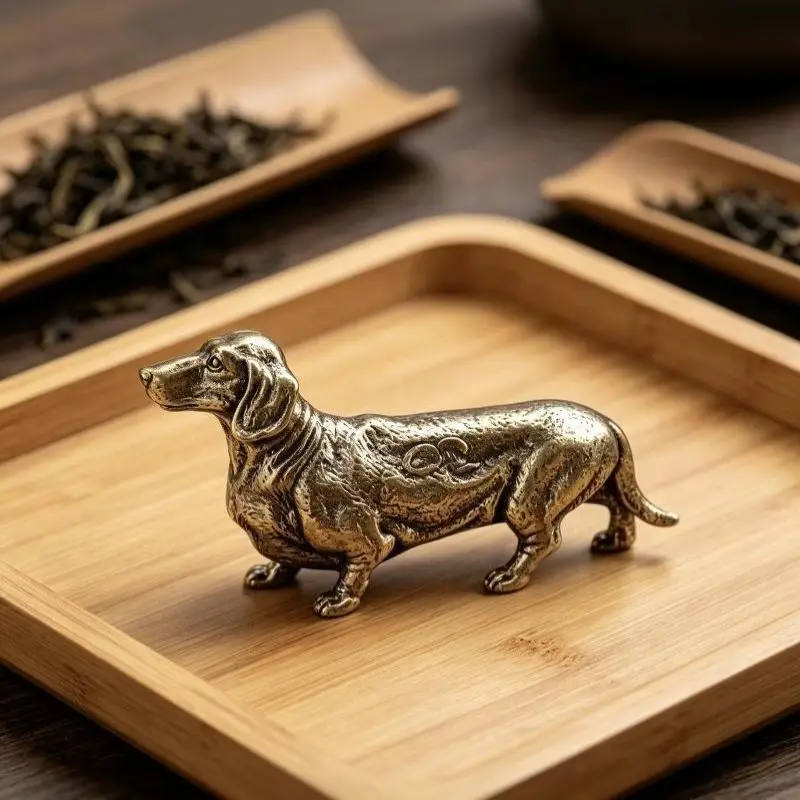 Loyal Brass Dachshund Figurine Long Body Short Leg Dog Metal Statue Miniature Tabletop Ornament For Home Decor Crafts Gift