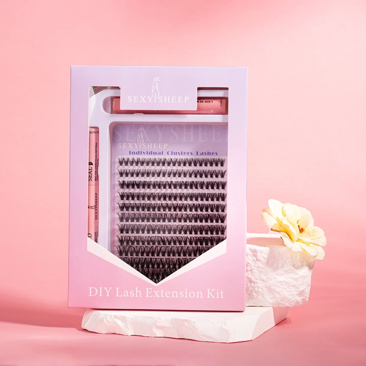 ISEEN Kit di estensione ciglia fai-da-te Kit ciglia individuali con legame e sigillo per ciglia, pinzette per ciglia e pennello per rimozione ciglia