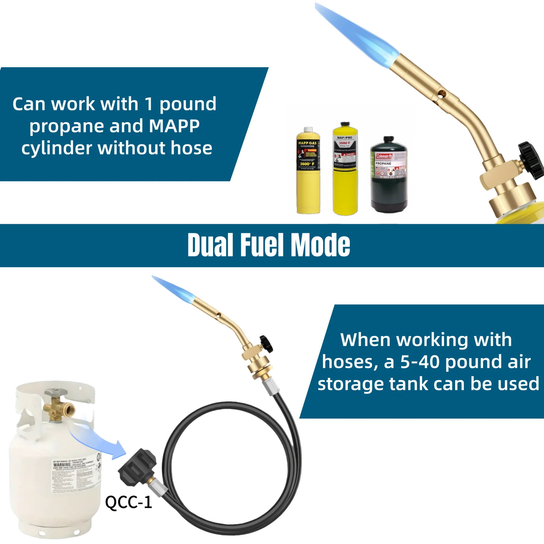 Propane Torch Gas Burner MAPP Torch with 4FT Soft Tube for Soldering Welding DIY Melting BBQ Carbon Stoking Tool