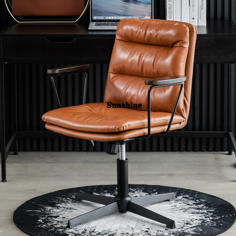

Comfortable Support Office Chair Armrest Nordic Swivel Design Office Chair Ergonomic Leather Silla Escritorio Home Furniture