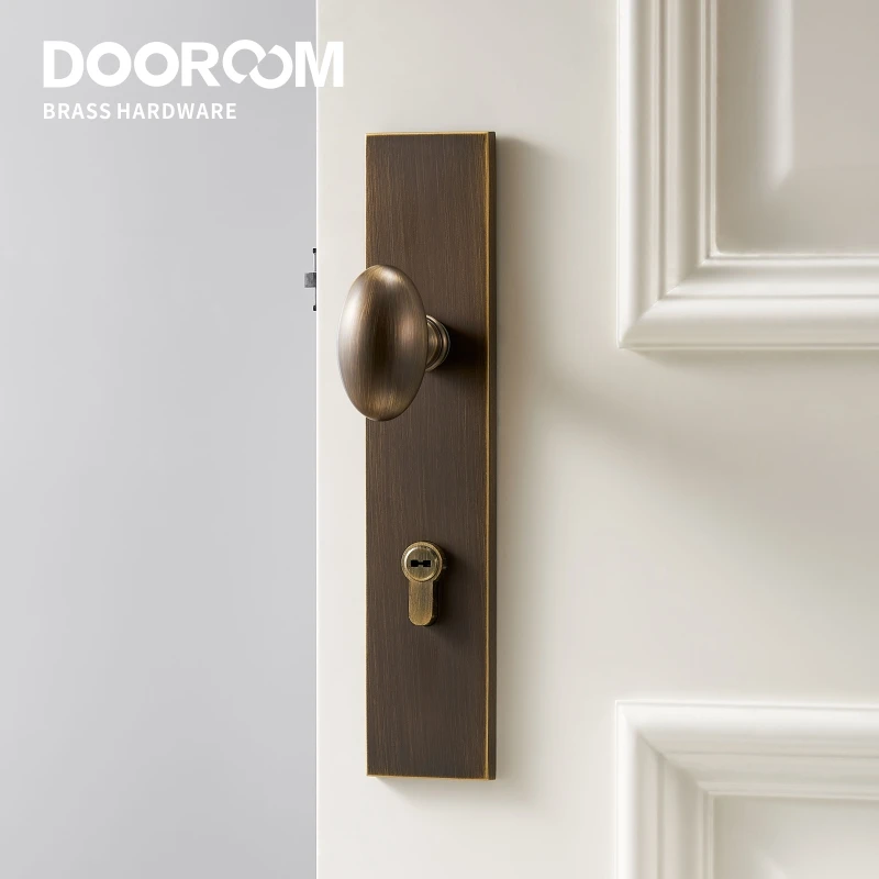 Dooroom Brass Door Lock Set Modern Antique Brass Black Interiror Bedroom Bathroom Double Wood Door Lever Set Dummy Knob Privacy