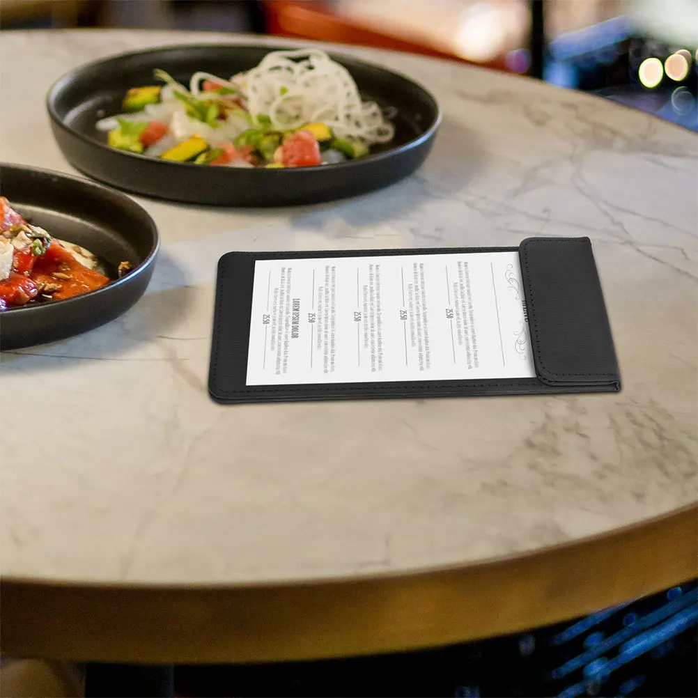 

2pcs Folder Guest Check Card Holder Textured Compact Design Restaurant Menu Cover Writing Board Office Document Clipboard Pvc