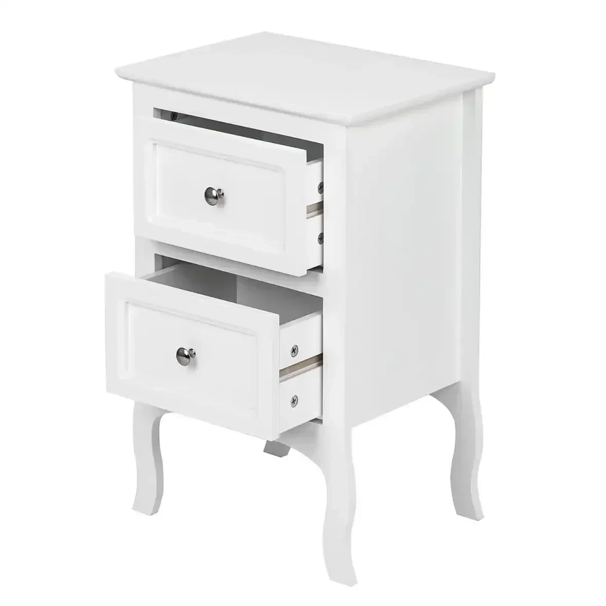 Nightstand End Table with 2 Drawer,White Finish