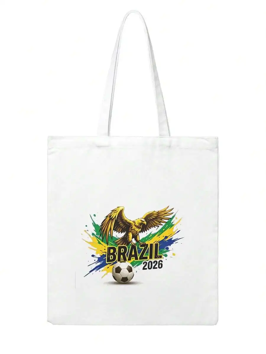 

Brazil 2026 Eagle Football Canvas Tote Bag Casual Shopping Bag
