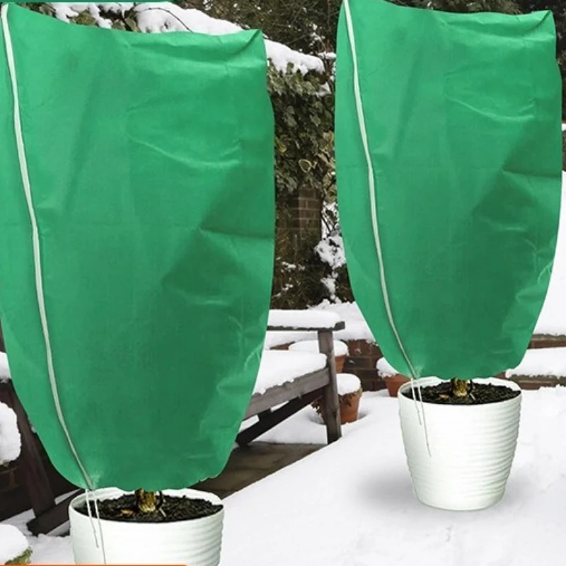 Winter Plant Thickened Non-woven Plant Warm Drawstring Zipper Dust and Cold Cover Fast Delivery