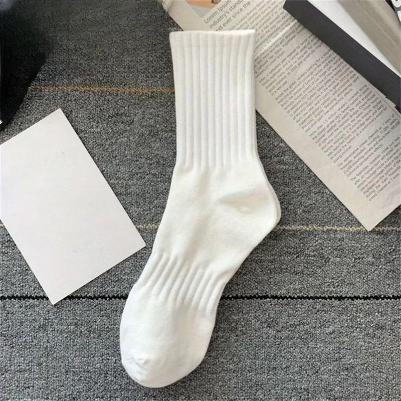 5 Pairs Men\'s High Rubber Band Waist Couple Mid Tube Sports Solid Socks Spring/Summer Basketball Socks Four Seasons