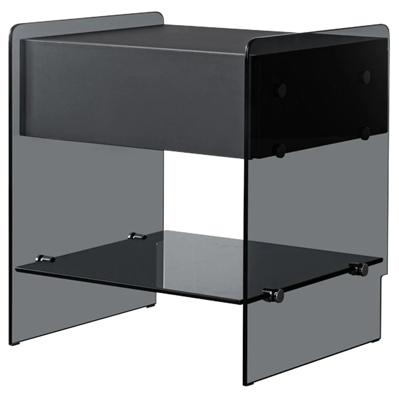 

Italian minimalist tempered glass smart bedside table Nordic light luxury living room few modern simple