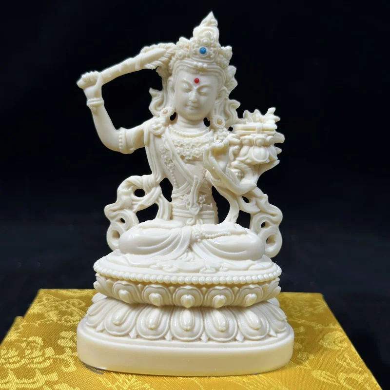 Ivory Nut Carved Manshu Bodhisattva/Buddha Statue12*8*5cmLiving Room Office Expo Stand Crafts Crafts Ornaments