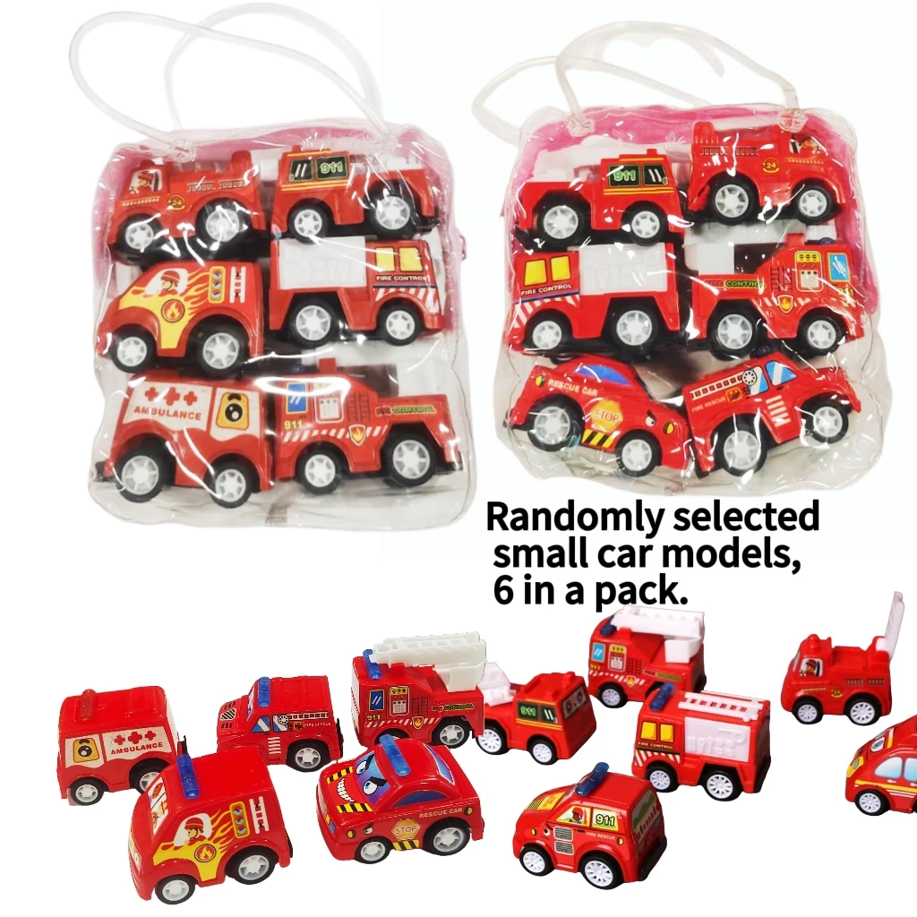 6 pièces modèle de voiture jouet retirer voiture jouets véhicule Mobile camion de pompier Taxi modèle enfant Mini voitures garçon jouets cadeau moulé sous pression jouet pour les enfants