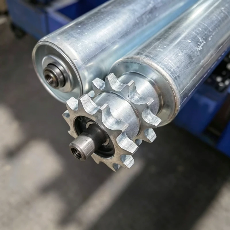 1PCS Heavy Duty Galvanized Steel Double Sprocket Conveyor Roller Dia 50mm tube Width 200mm 300mm 400mm 500mm for packaging