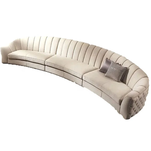 Hot selling hotel Upholstered velvet fabric curve sectional sofa living room furniture modern